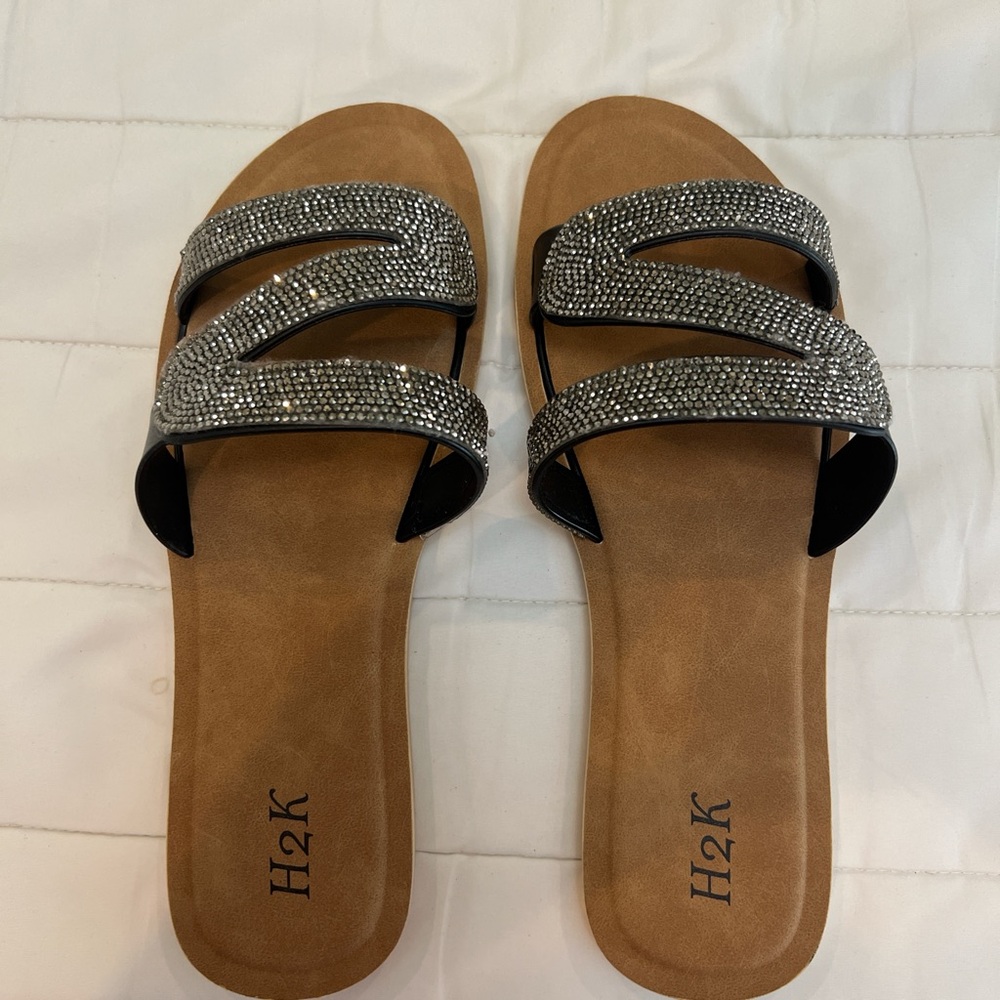 Women's Silver and Tan Sandals